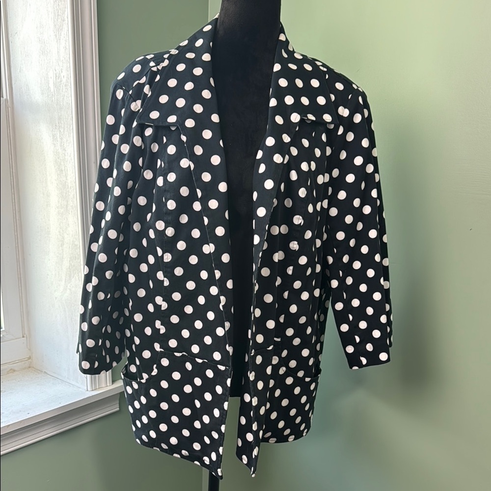 CJ Banks black and white polka dot jacket 3X